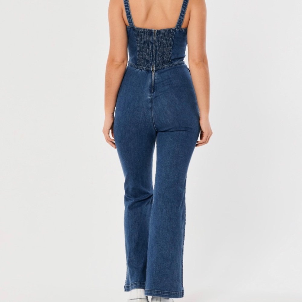 Hollister Blue Denim Jumpsuit Flared - Picture 2 of 12